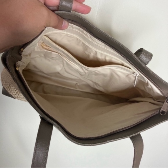 Vintage Contessa leather trim straw shoulder bag purse - Picture 6 of 7